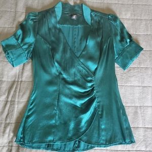 Banana Republic silk top, teal blue 00P
